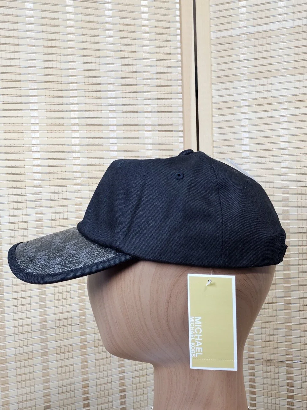 Michael Kors Black MK Monogram Brim Adjustable Baseball Cap One Size NWT
